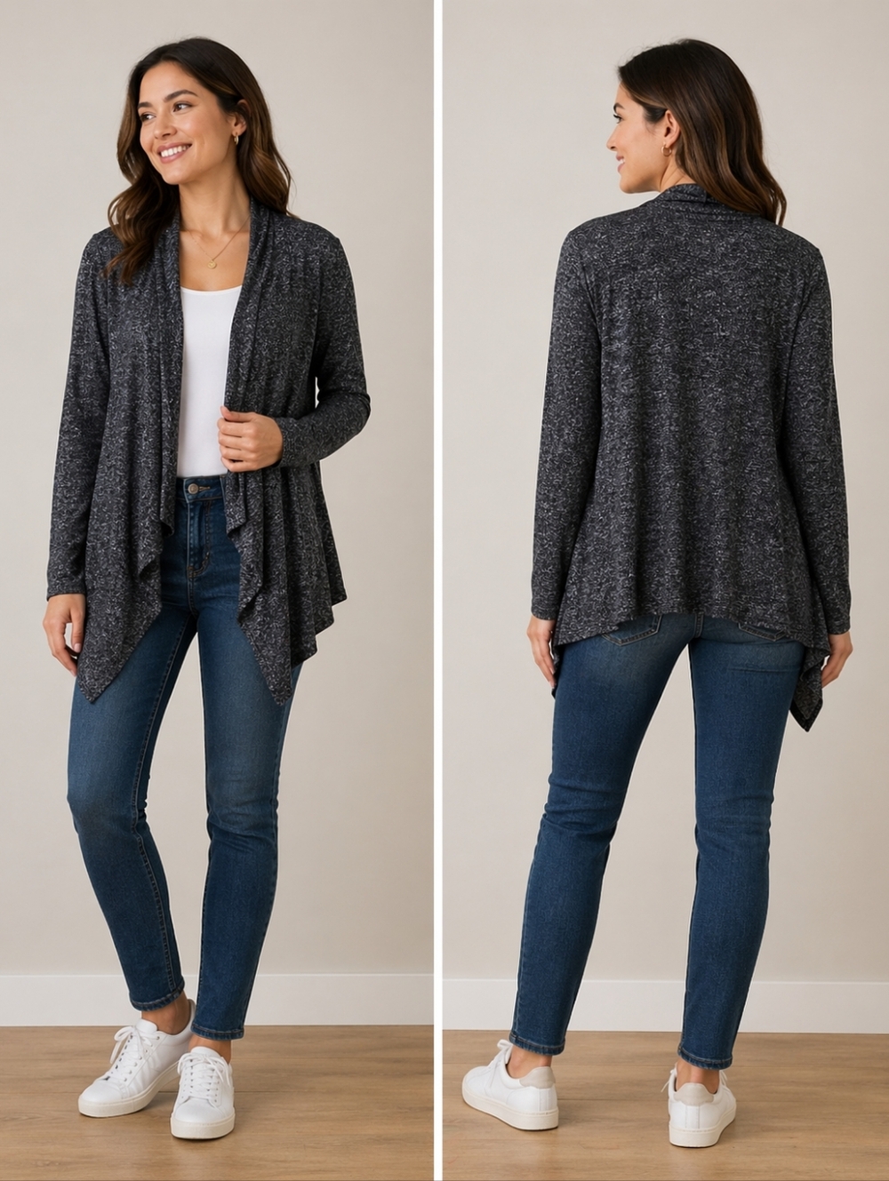 Gray Cardigan Sweater Open Front
